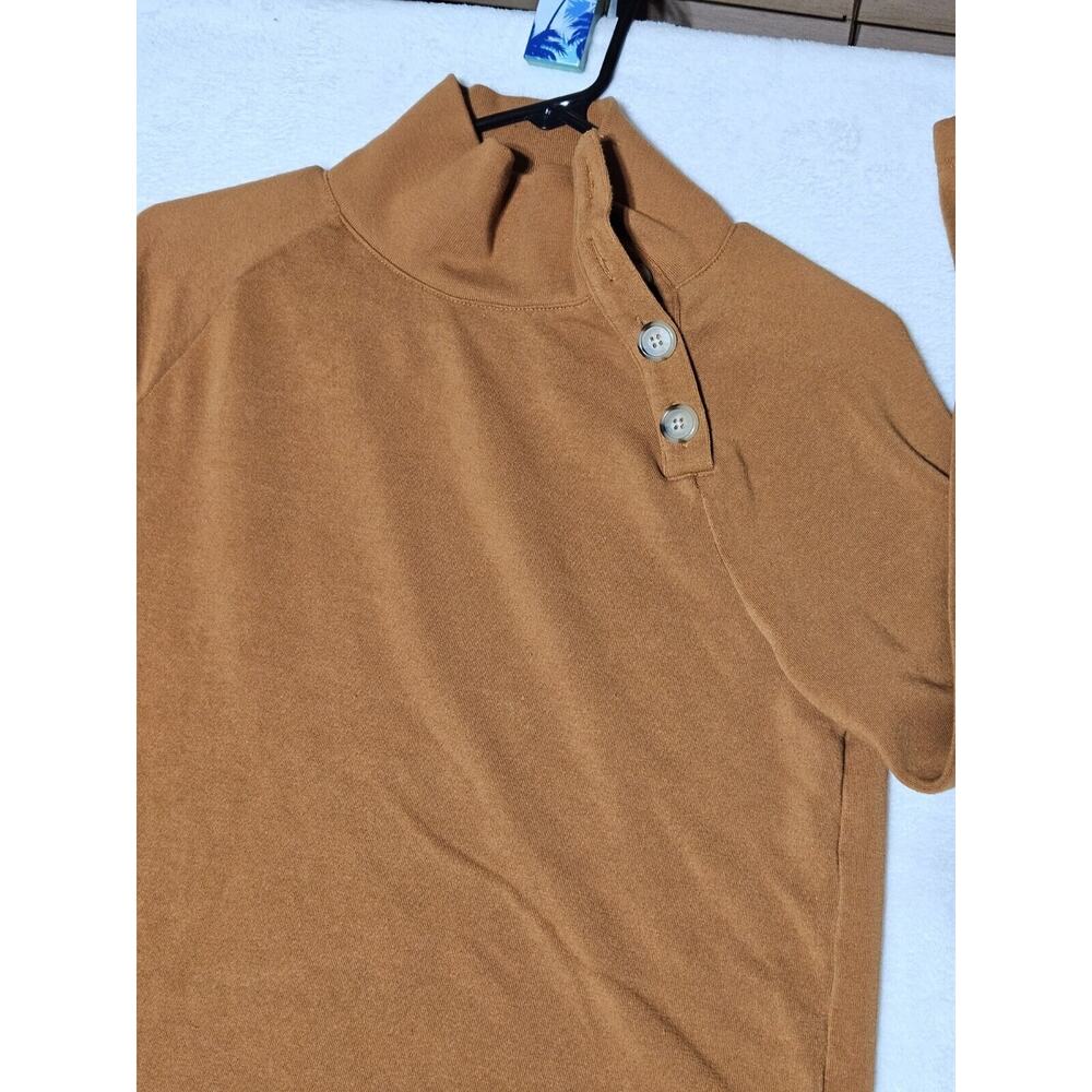 J Crew Sweater Womens Size XXS Orange Turtleneck Button Kelly Casual Sweatshirt - Picture 2 of 8